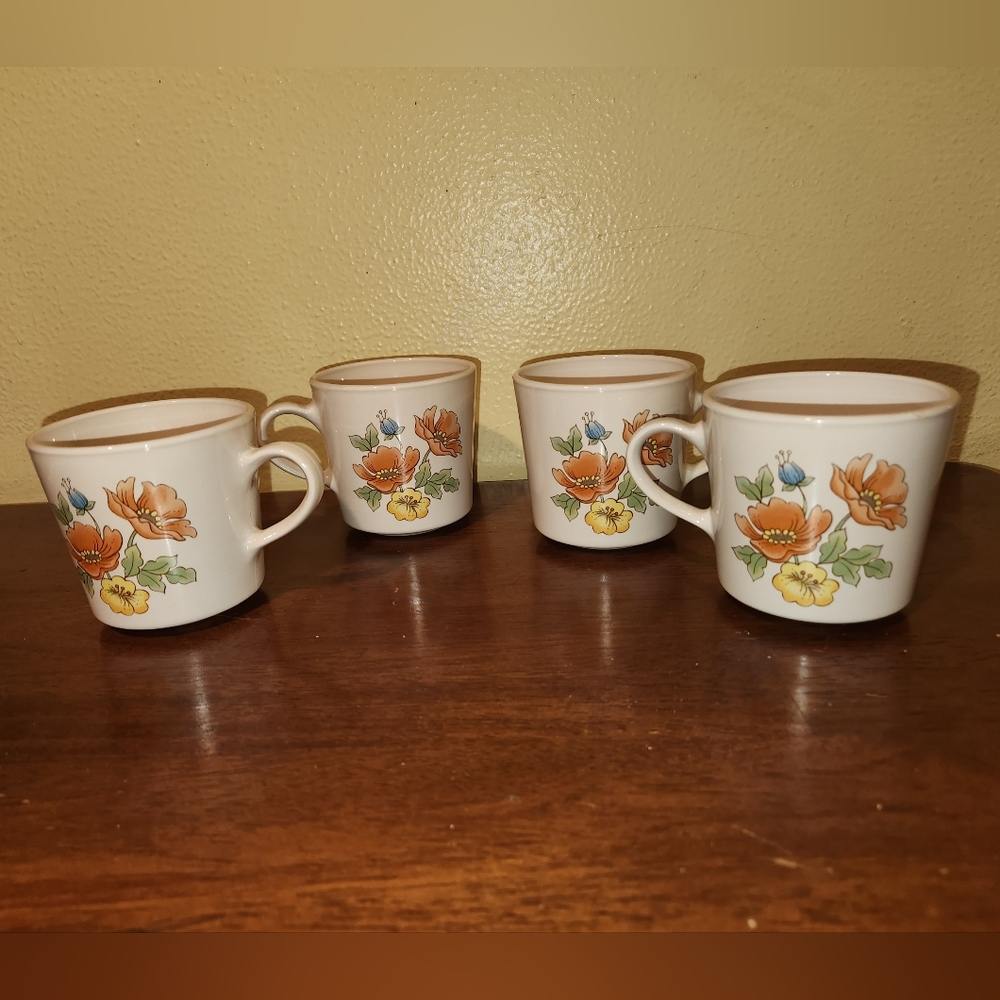 Corning Ware Vintage Floral Coffee Cups